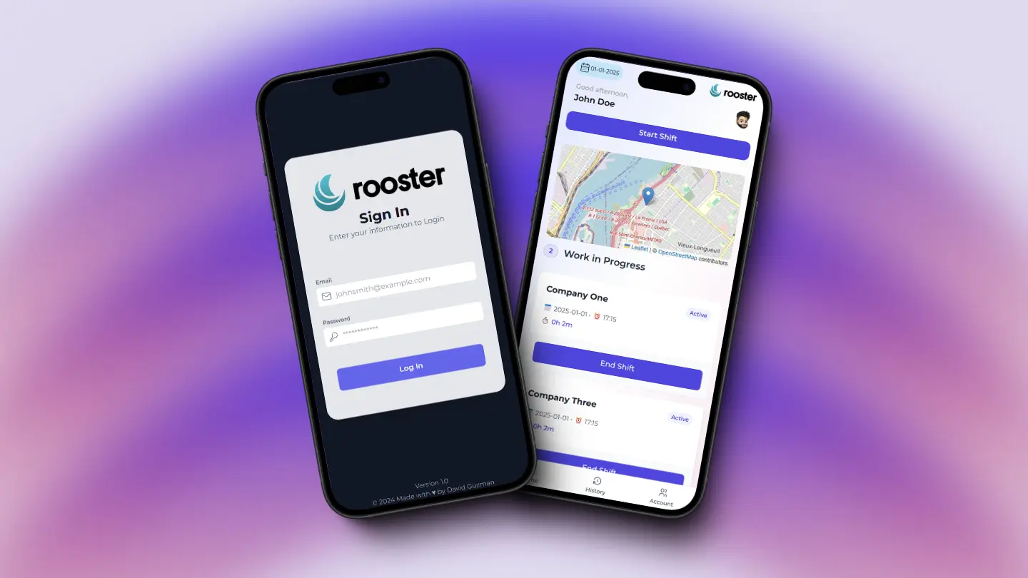 Screenshot Project Rooster / MERN Project